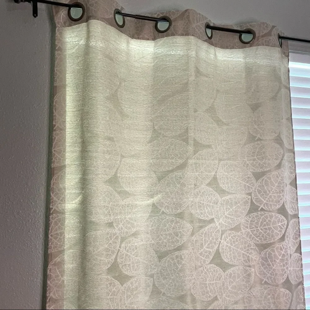 Beige And Cream Curtains Lace Leaf Pattern Design 2 Panels 84”x40”